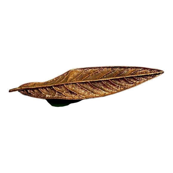 John Griffin Copper Plated Real Leaf Brooch Vintage MCM Jewelry - Picture 1 of 9